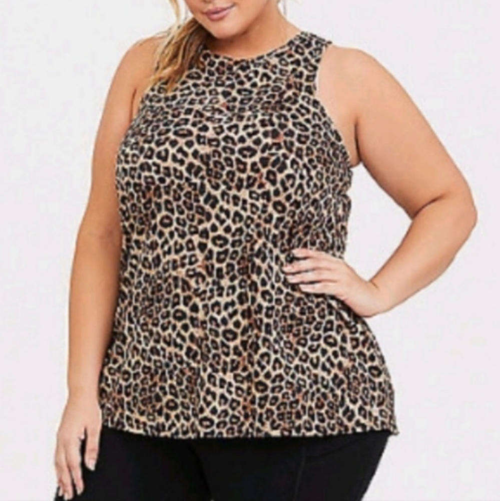 Torrid Active Leopard Black Mesh Inset Sleeveless Top 3X 22/24